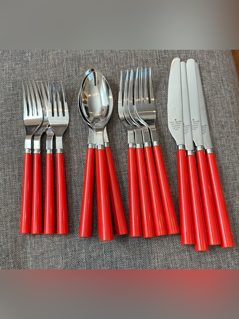 Kate Spade Lenox All In Good Tasted Red Silverware Service for 4 with 16 Pieces